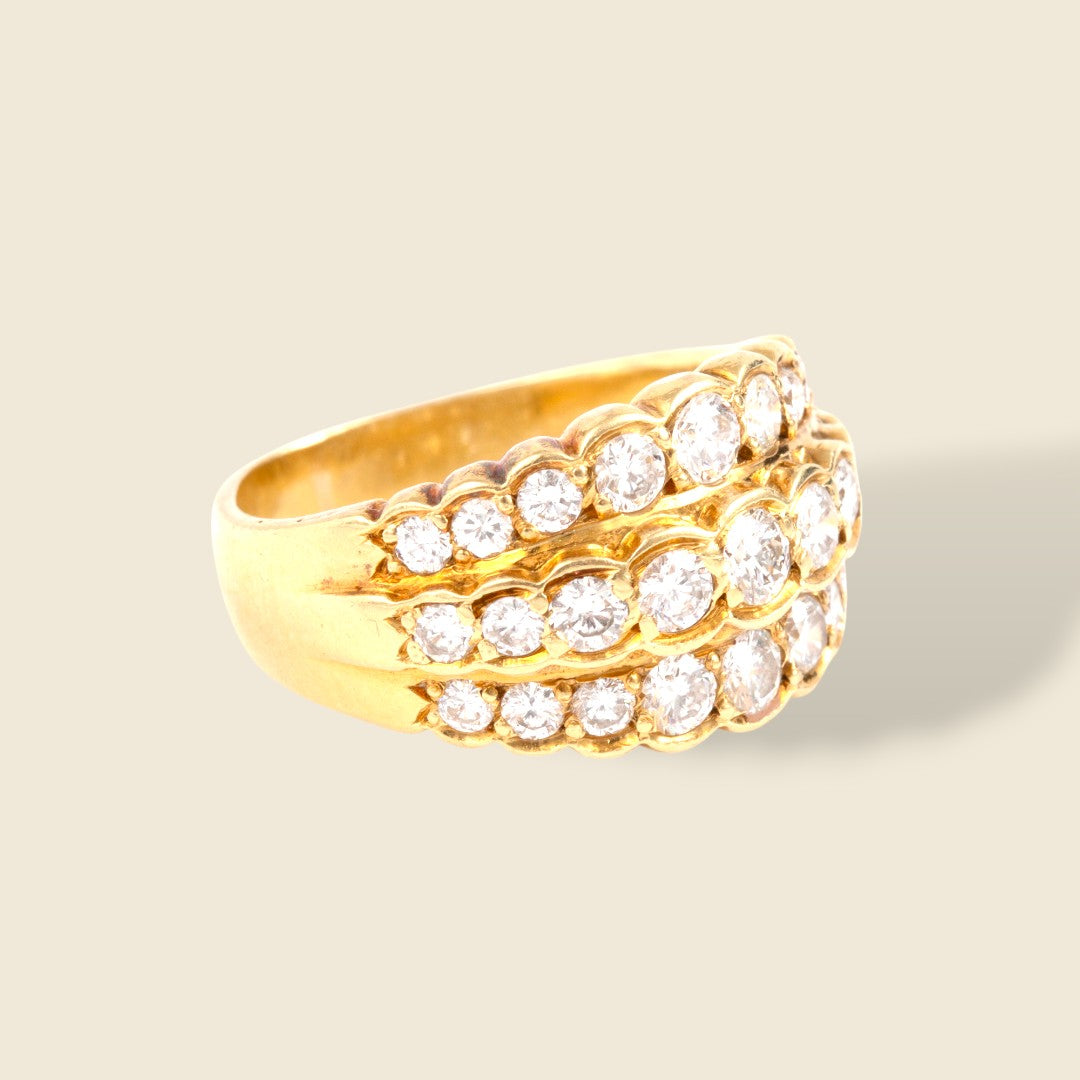 Bague Bandeau ancienne luxe or jaune et diamants Crystal Viper Savaje 