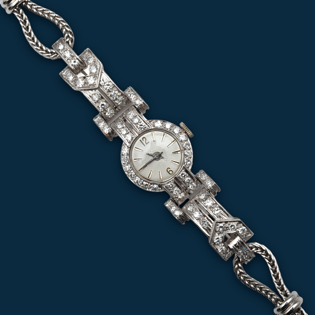 Montre vintage platine et diamants Beauté Marine