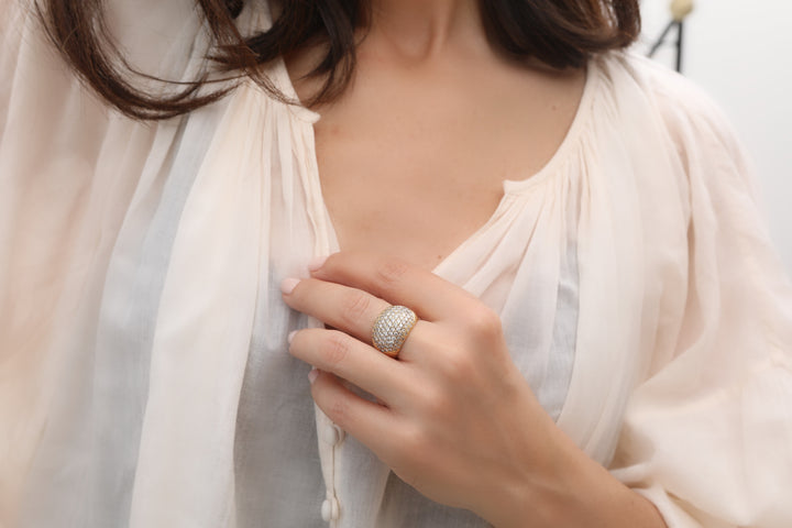 Bague vintage or jaune et diamants "Boule à facettes"