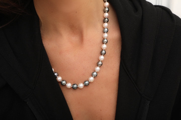 Collier vintage perles "Yin & Yang"