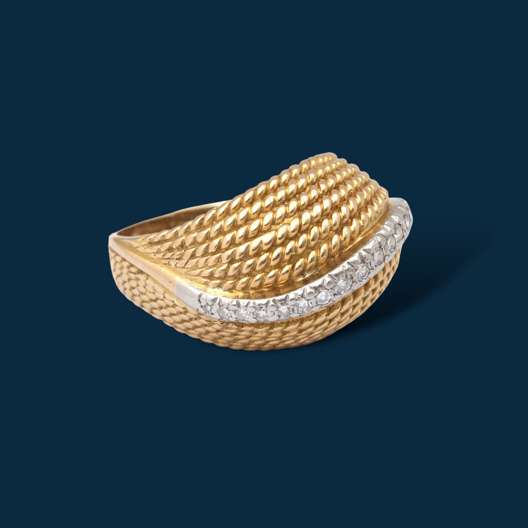 Bague vintage or jaune et diamants Etoile Filante