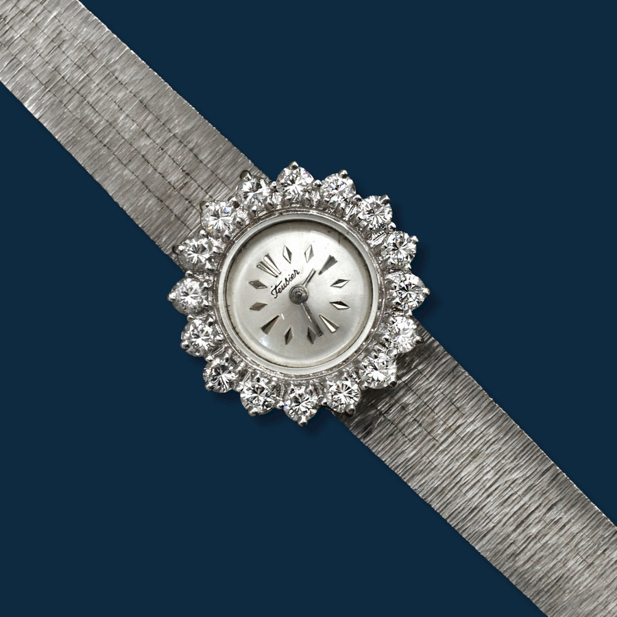 Montre vintage or gris et diamants "Simplement Chic"