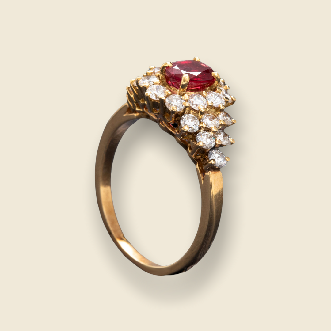 bague or jaune royale diamants rubis