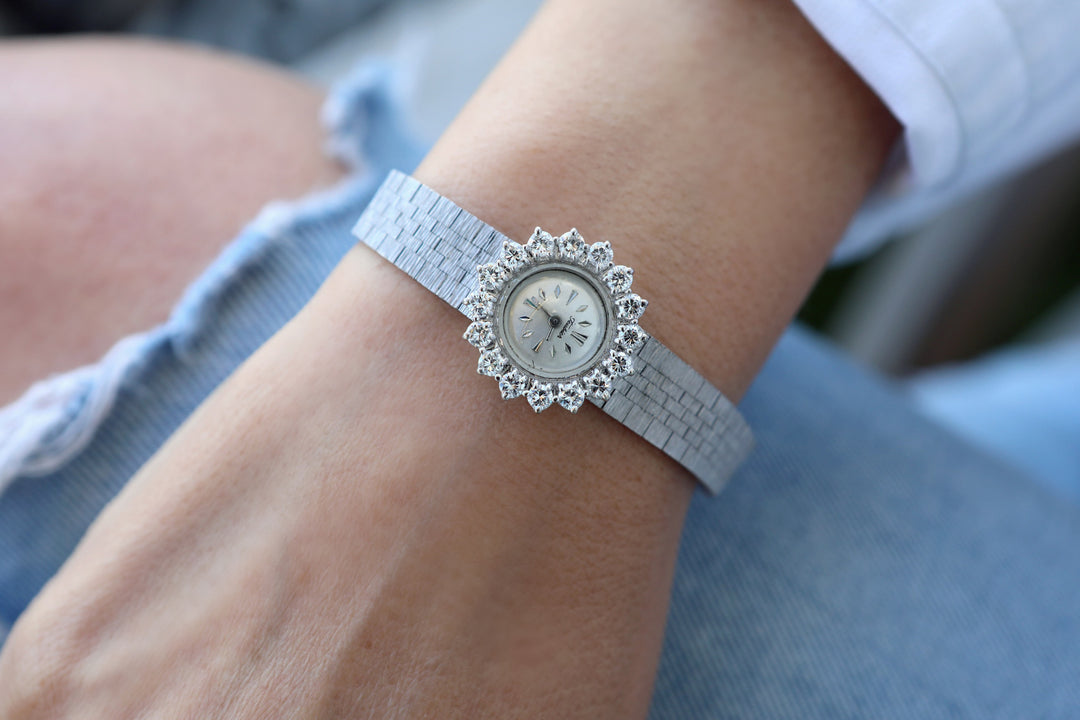 Montre vintage or gris et diamants "Simplement Chic"