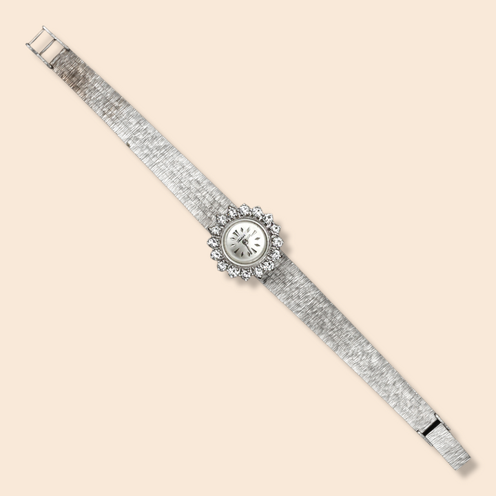 Montre vintage or gris et diamants "Simplement Chic"