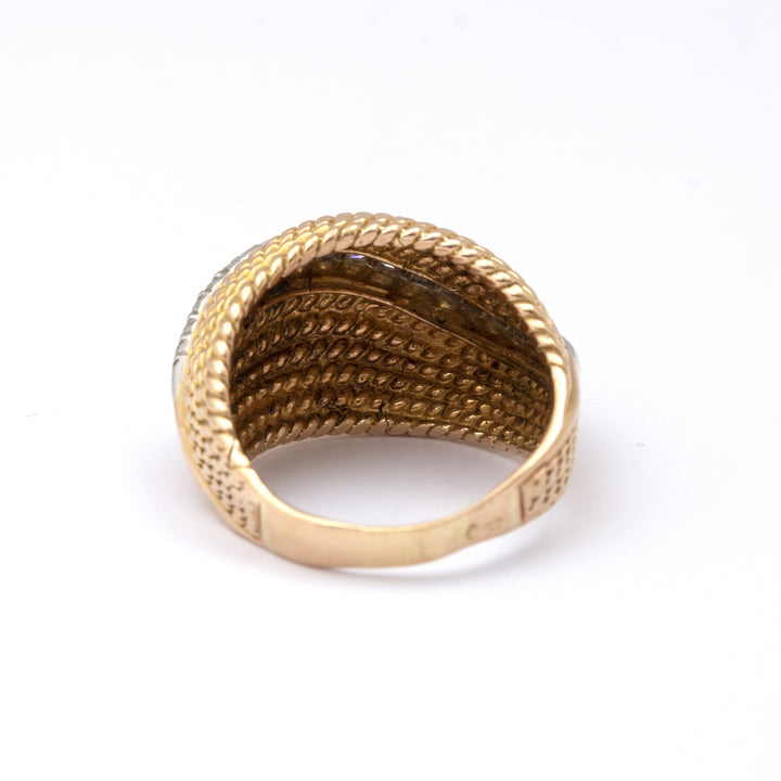 Bague vintage or jaune et diamants Etoile Filante