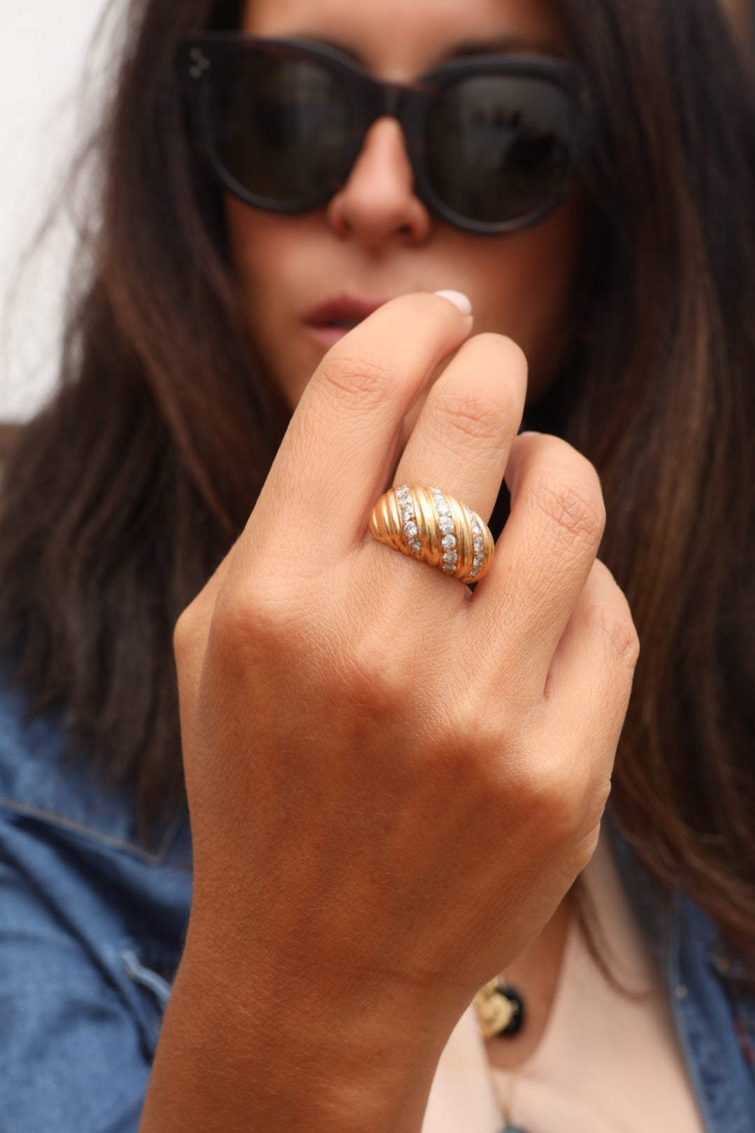 Bague vintage or jaune et diamants "Ivresse"