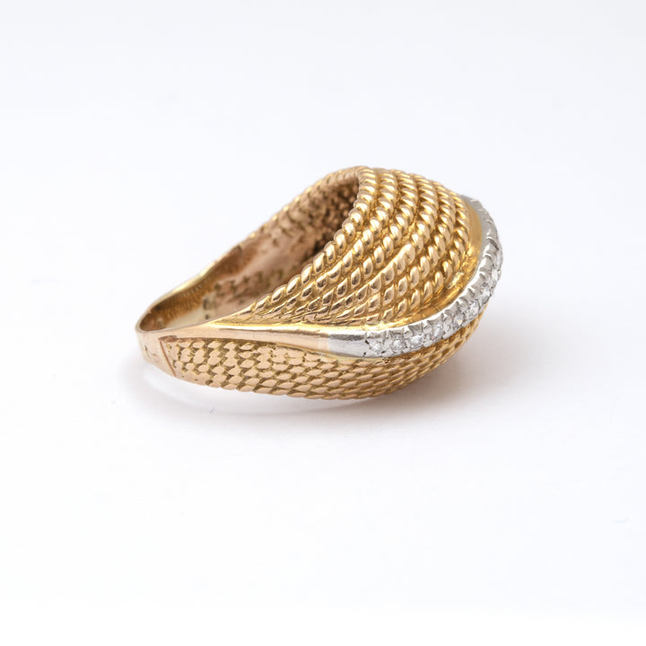 Bague vintage or jaune et diamants Etoile Filante