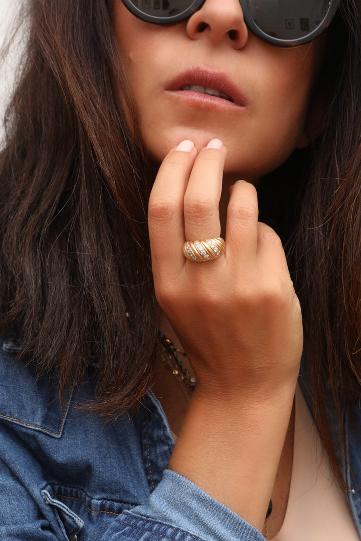 Bague vintage or jaune et diamants "Ivresse"