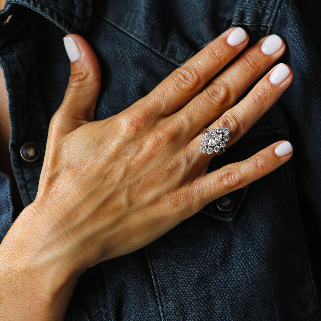 Bague vintage or gris et diamants "Audace"