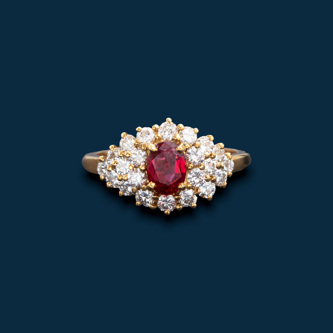 bague or jaune royale diamants rubis