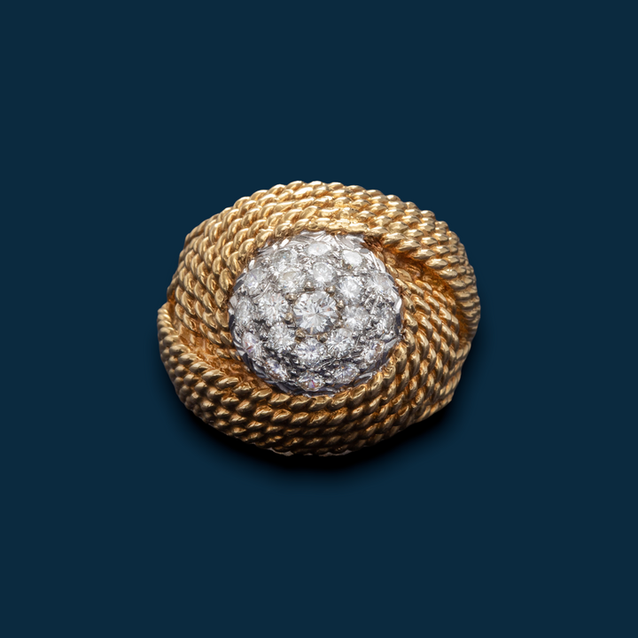 Bague vintage or jaune et diamants